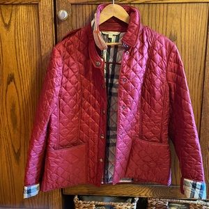 Women’s Burberry red quilted jacket size XL